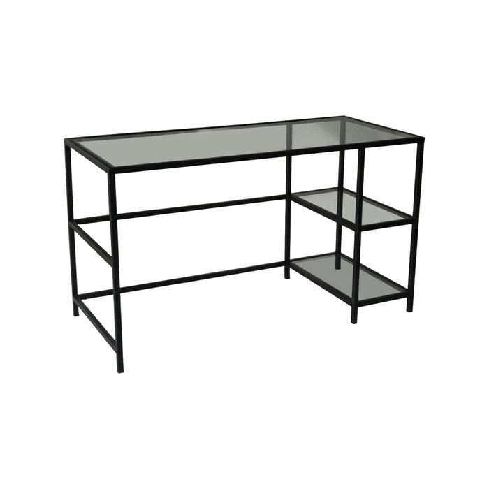 Hanah Home M101 Mesa de Estudio 130x60cm Cristal Templado y Metal Negro Diseño Moderno Industrial